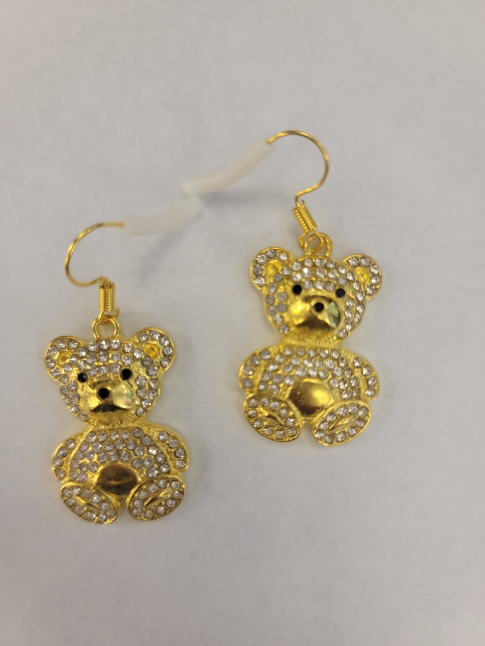 Gold Teddy Bear Crystal Drop Earrings - Women Jewelry